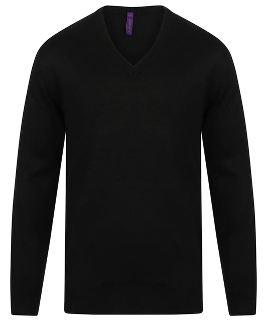 Henbury Cashmere Touch Acrylic V-Neck Jumper