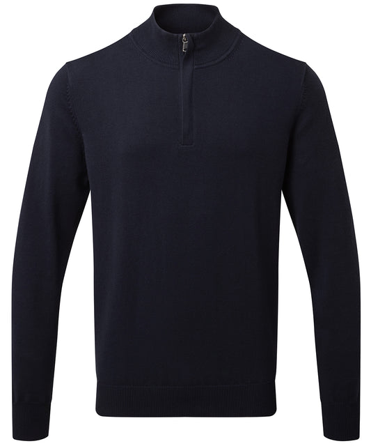 Men's cotton blend Â¼ zip sweater