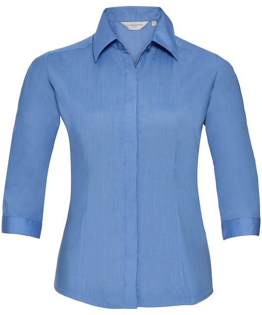 Women's Â¾ sleeve polycotton easycare fitted poplin shirt