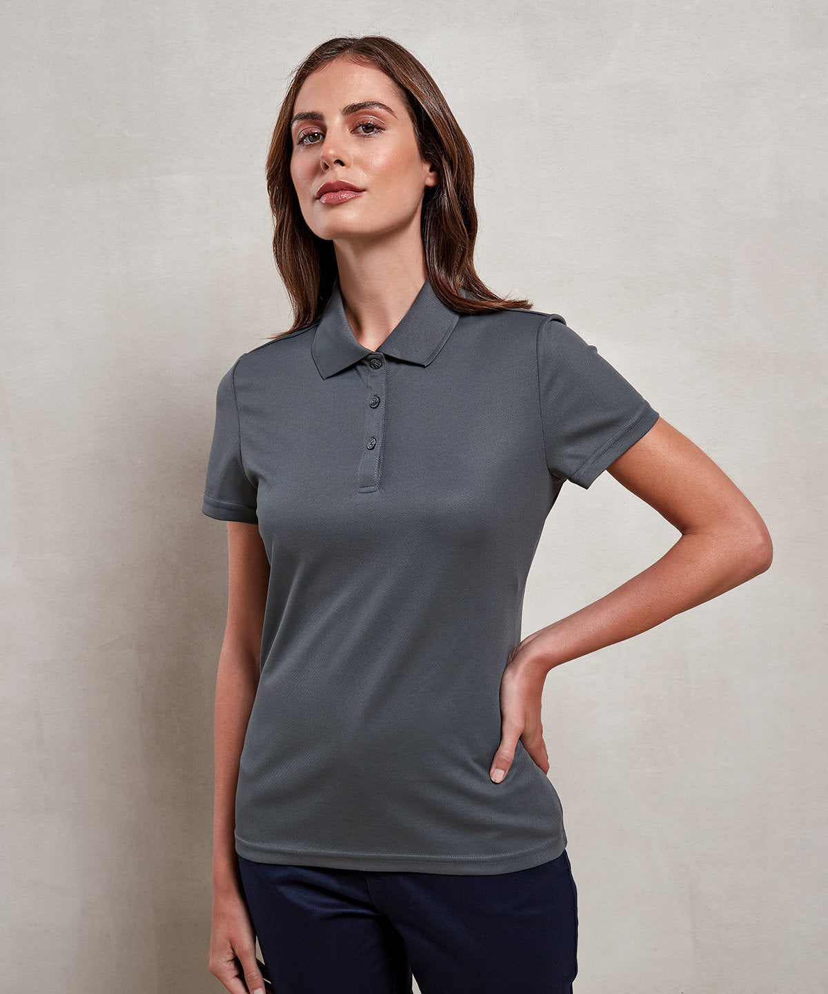 Women's spun dyed sustainable polo shirt