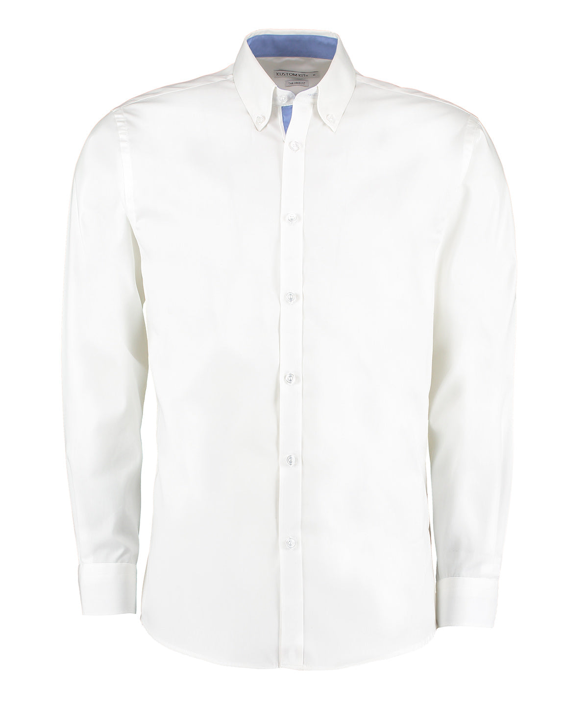 Kustom Kit Contrast Premium Oxford Shirt (Button Down Collar) Long Sleeved (Tailored Fit)