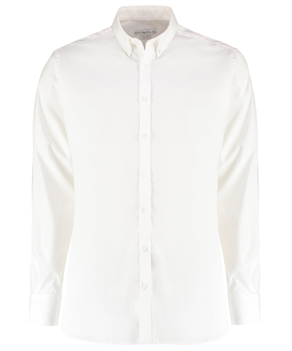 Kustom Kit Stretch Oxford Shirt Long Sleeved (Slim Fit)