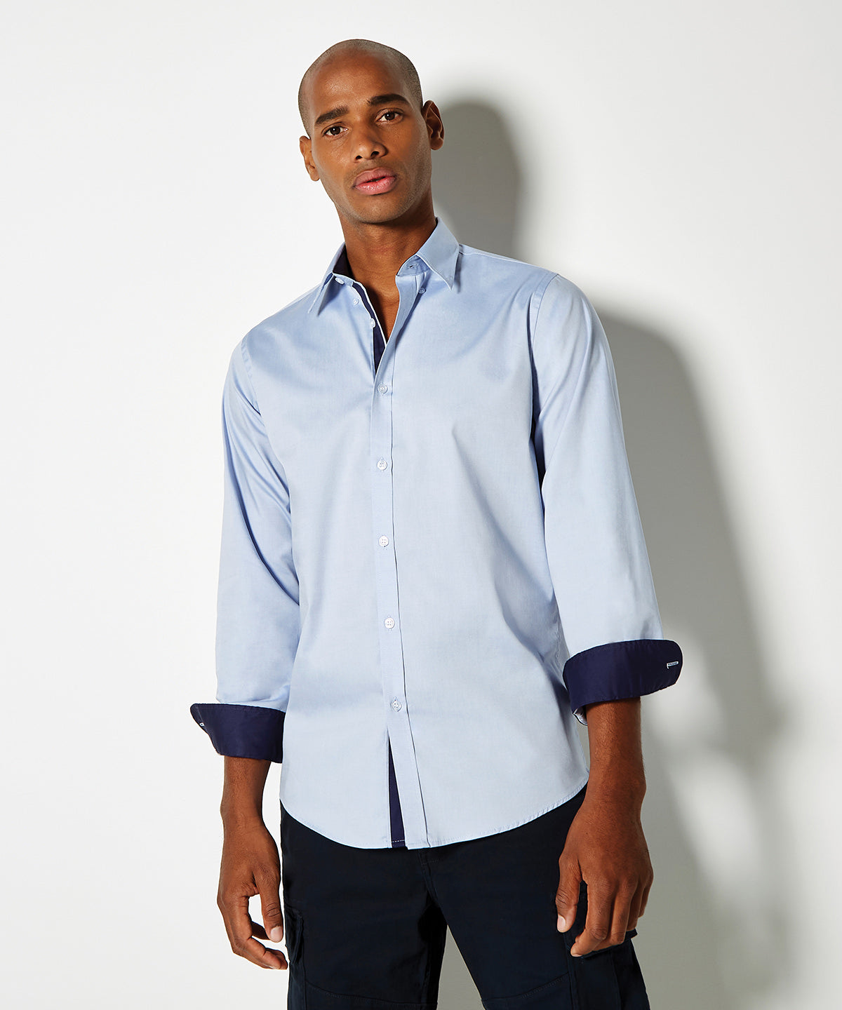 Kustom Kit Contrast Premium Oxford Shirt (Button Down Collar) Long Sleeved (Tailored Fit)