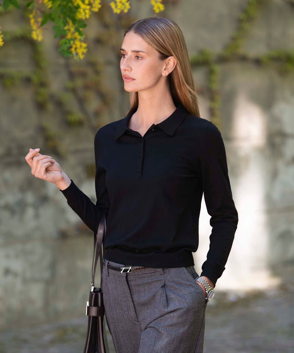 Nimbus Women's Brighton long sleeve polo - elegant knitted polo
