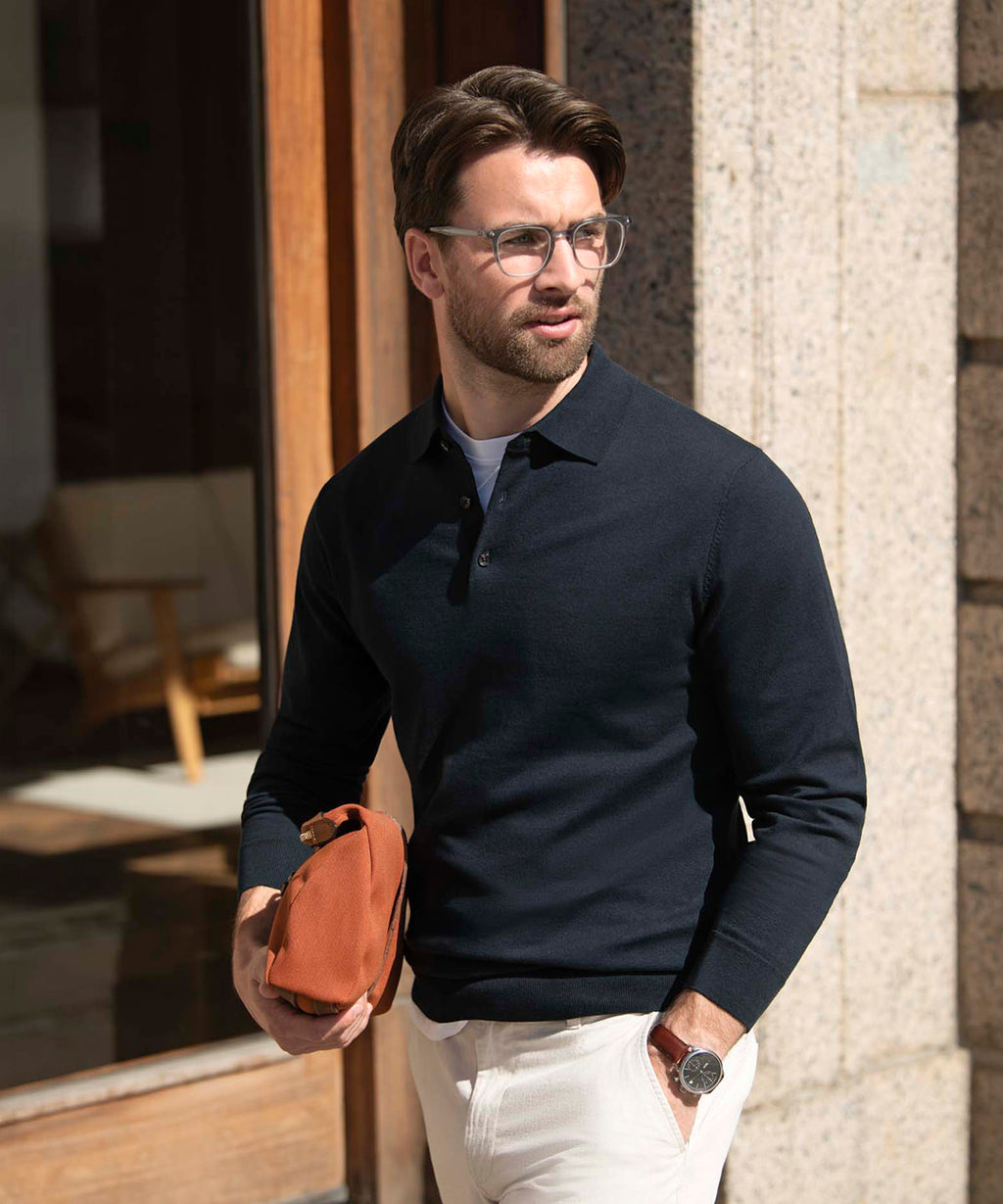 Nimbus Brighton long sleeve polo - elegant knitted polo
