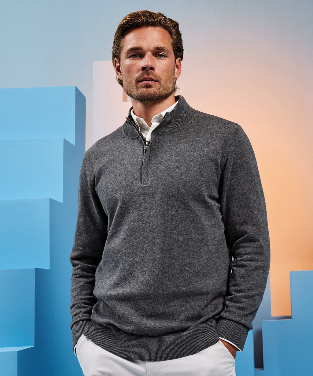 Asquith & Fox Men's Cotton Blend ¼ Zip Sweater