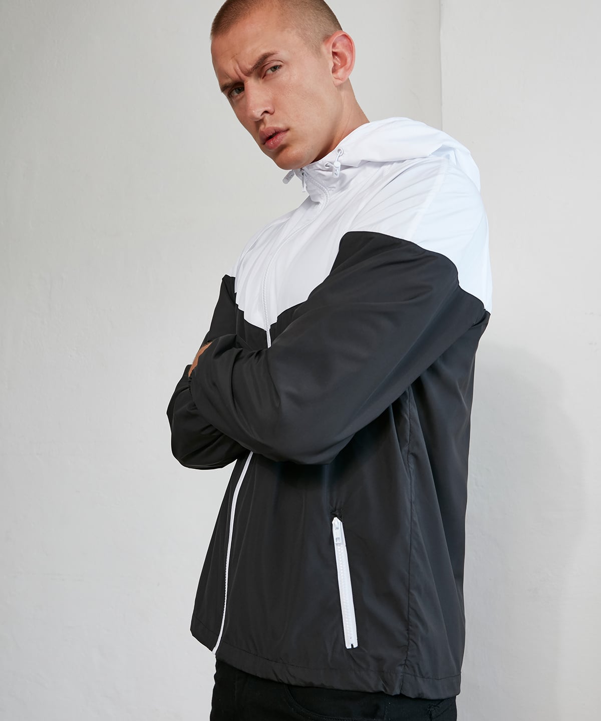 Build Your Brand Two-Tone Tech Windrunner Jacket