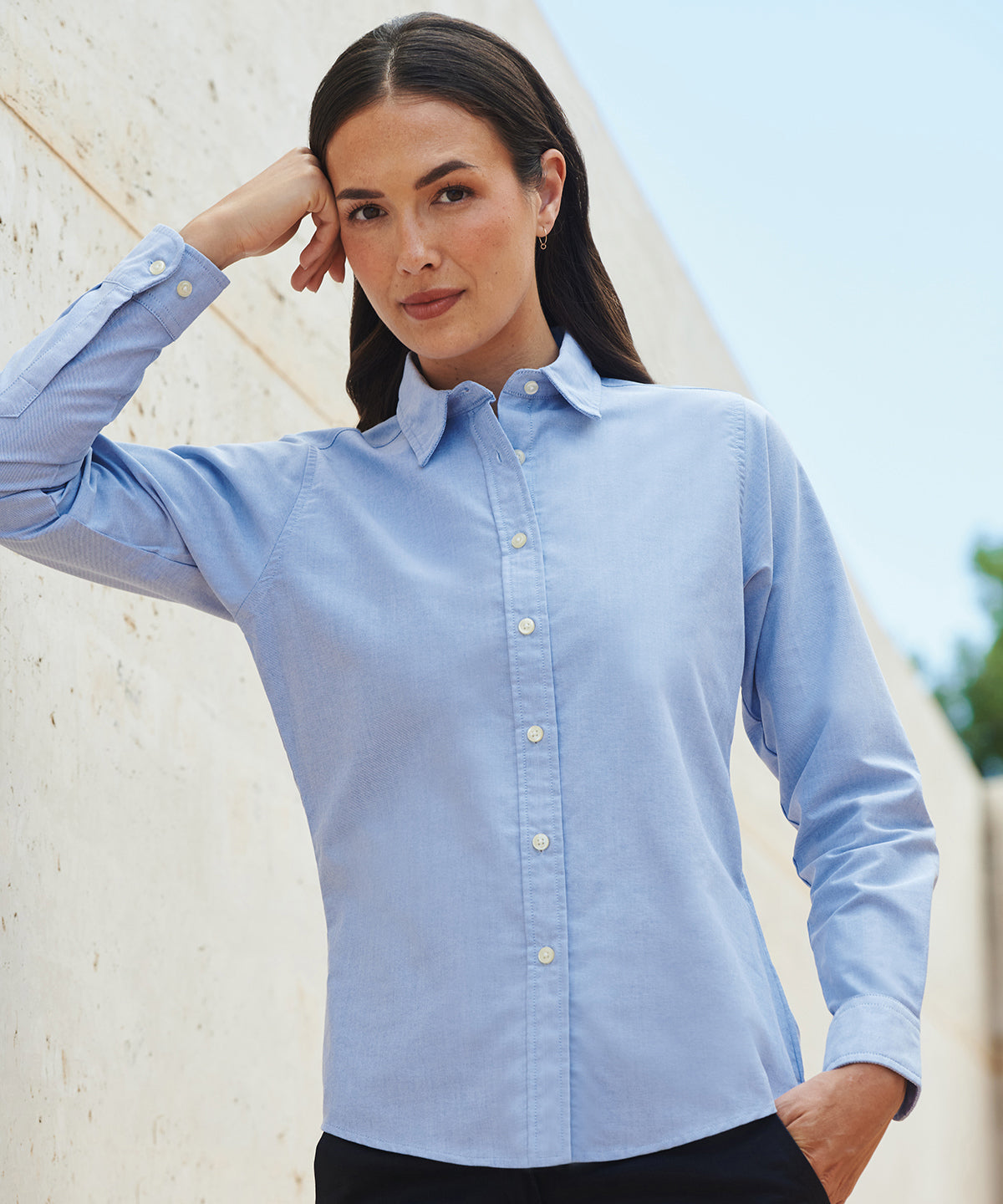 Henbury Women's Classic Long Sleeve Oxford Shirt