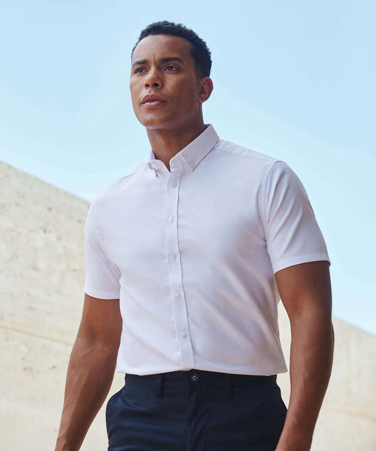Henbury Modern Short Sleeve Oxford Shirt