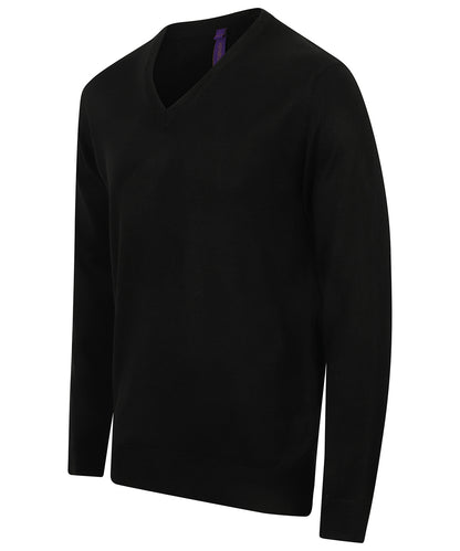 Henbury Cashmere Touch Acrylic V-Neck Jumper