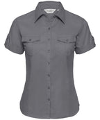 Women's roll-sleeve short sleeve shirt