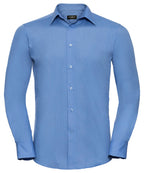 Long sleeve polycotton easycare fitted poplin shirt