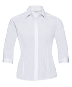 Women's Ãƒâ€šÃ‚Â¾ sleeve polycotton easycare fitted poplin shirt