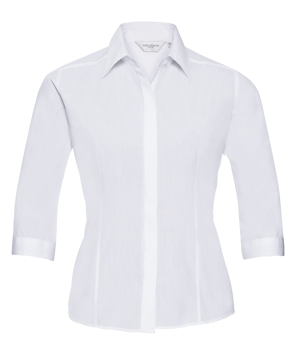 Women's Ãƒâ€šÃ‚Â¾ sleeve polycotton easycare fitted poplin shirt