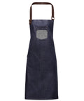 Premier Division Waxed-Look Denim Bib Apron With Faux Leather