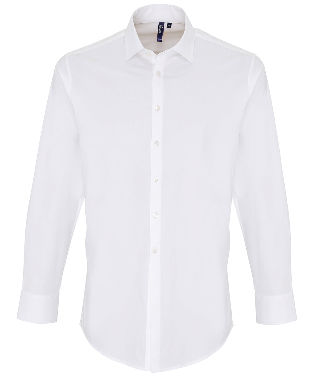 Stretch fit cotton poplin long sleeve shirt